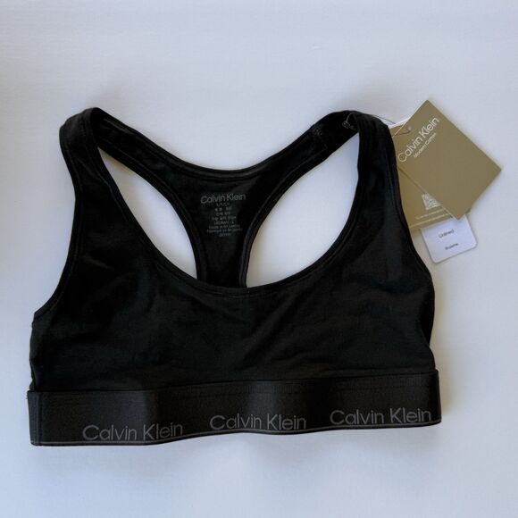 NWT Calvin Klein Modern Cotton Unlined Bralette Racerback Wireless Black or Red - Picture 2 of 6